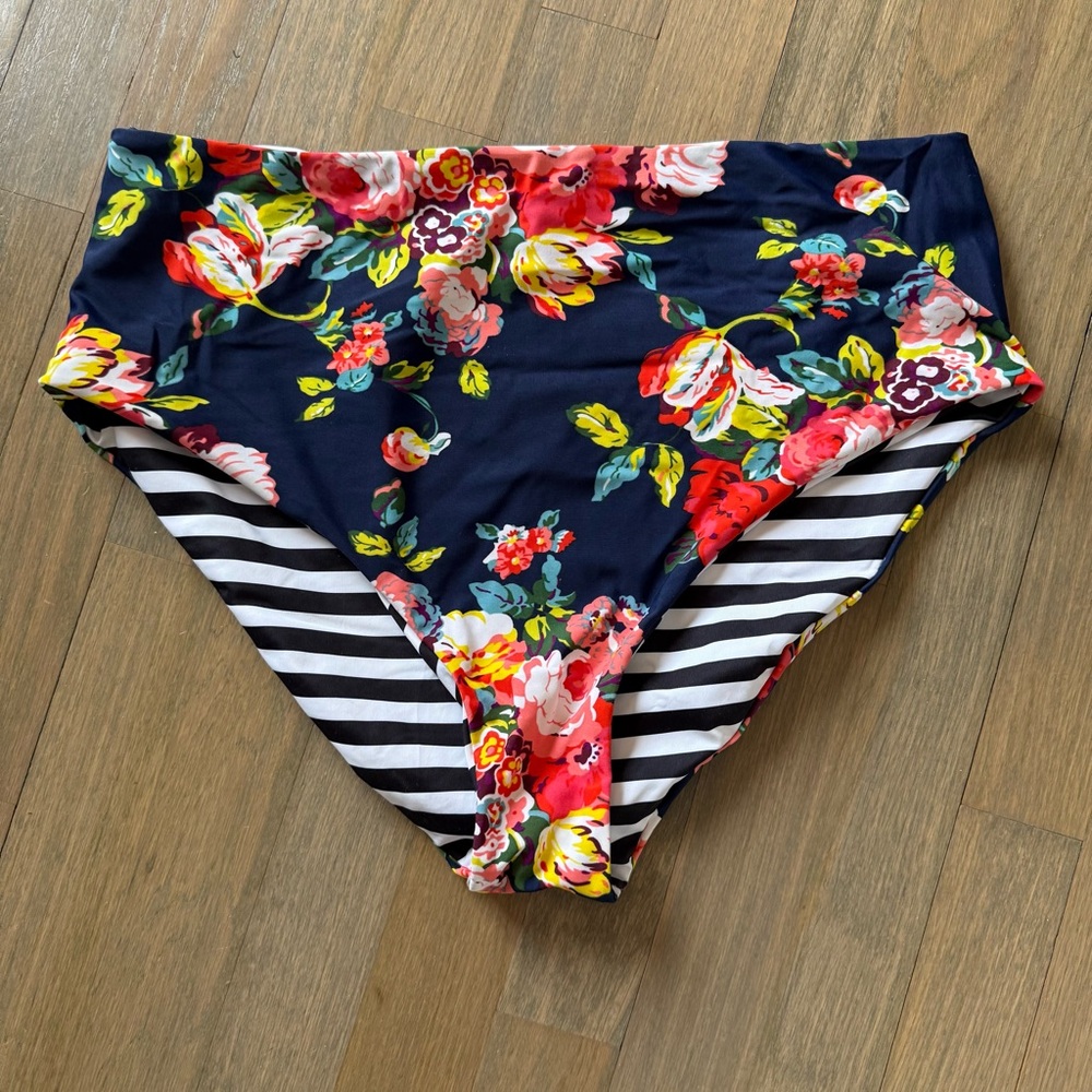 Rad Swim Reversible Floral/Striped Bottoms